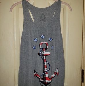 Flouncy sailor nautical stars anchor Pinup top